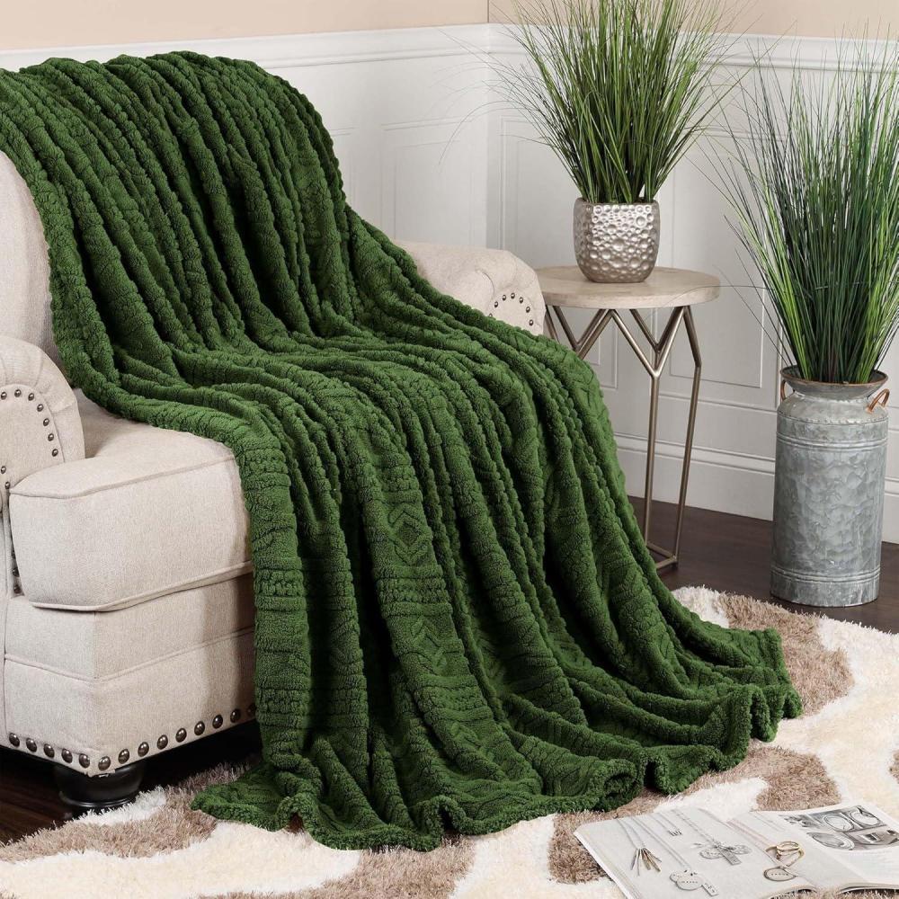 imageSuperior Fleece Boho Jacquard Blanket Decorative Blankets for Bedroom Sofa Fuzzy Plush Fluffy Soft Cute Room Decor Beautiful Cover Comfort Essentials Arctic Collection King Navy BlueGreen