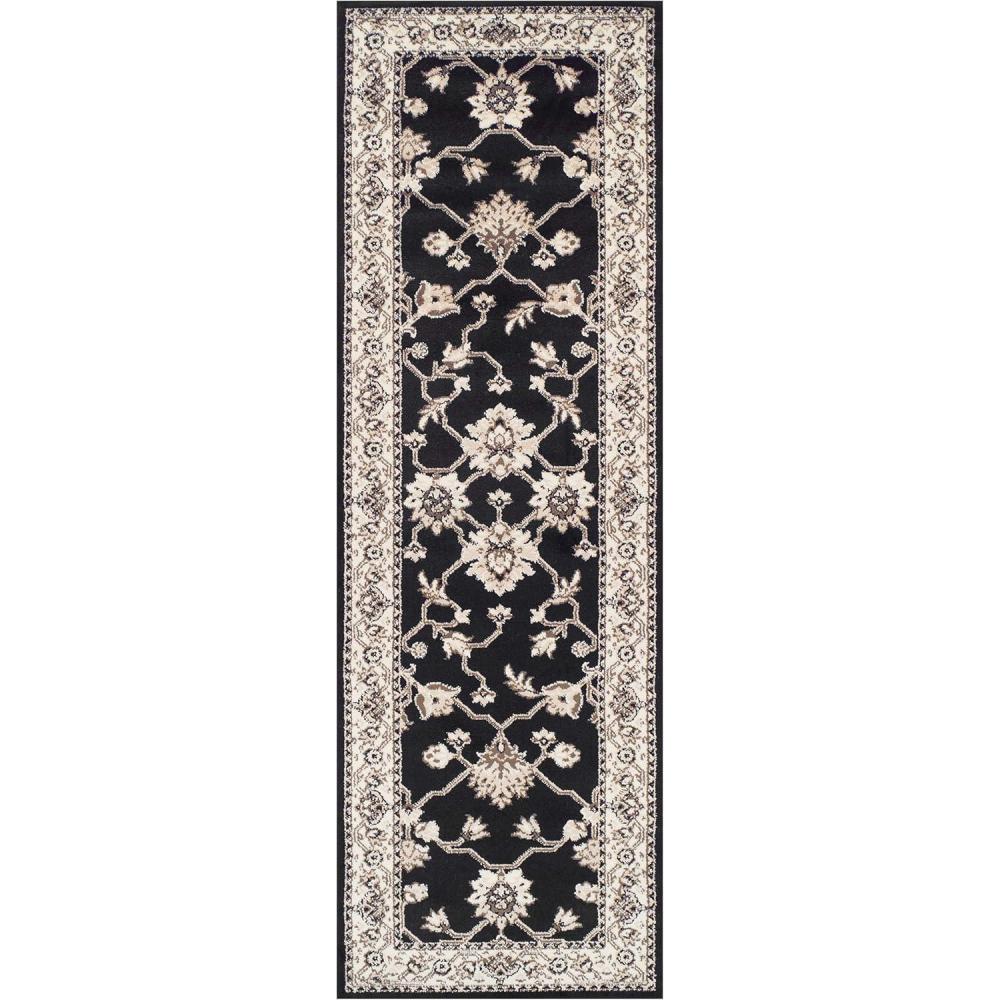 imageSuperior Indoor Runner Rug Jute Backing Traditional Rugs for Hallway Kitchen Floors Plush Floor Cover Floral Scroll Border Rugs Kingfield Collection 2 7 x 8 Black