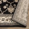 Superior Indoor Runner Rug, Jute Backing, Traditional Rugs for Hallway, Kitchen Floors, Plush Floor Cover, Floral Scroll Border Rugs, Kingfield Collection, 2′ 7″ x 8′, Black