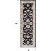 Superior Indoor Runner Rug, Jute Backing, Traditional Rugs for Hallway, Kitchen Floors, Plush Floor Cover, Floral Scroll Border Rugs, Kingfield Collection, 2′ 7″ x 8′, Black