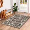 Superior Indoor Area Rug, Jute Backing, Plush Floral Rugs for Entryway, Living Room, Kitchen Floors, Bedroom, Office Floor Cover, Floral Medallion Rugs, Lille Collection, 3′ x 5′, Brown