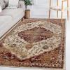 Superior Indoor Large Area Rug, Traditional Medallion, Jute Backed Rugs for Home, Entryway, Bedroom, Office, Kitchen, Dorm, Hardwood Floor, Living Room, Abena Collection, 8′ x 10′, Rust-Cream