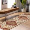 Superior Indoor Runner Rug, Jute Backing, Plush Medallion Rugs for Hallway, Kitchen, Office Floor, Traditional Home Decor, Abena Collection, 2′ 7″ x 8′, Cream/Rust