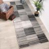 Superior Indoor Runner Rug, Jute Backing, Plush Modern Rug for Hallway, Entry, Living Room, Kitchen Floors, Bedroom, Office Floor Cover, Soft Patchwork Rugs, Blairwood Collection, 2′ 7″ x 8′, Silver