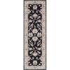 Superior Indoor Runner Rug, Jute Backing, Traditional Rugs for Hallway, Kitchen Floors, Plush Floor Cover, Floral Scroll Border Rugs, Kingfield Collection, 2′ 7″ x 8′, Black