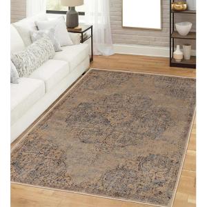 SUPERIOR Indoor Area Rug or Runner, Traditional Distressed Medallion Floor Decor, Home Accessories for Living Room, Bedroom, Office, Kitchen, Dining, Soft Plush Rugs, Maeve Collection, 5′ x 8′