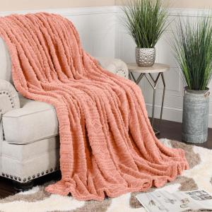 Superior Fleece Boho Jacquard Blanket, Decorative Blankets for Bedroom, Sofa, Fuzzy, Plush, Fluffy, Soft, Cute Room Decor, Beautiful Cover, Comfort Essentials, Arctic Collection, King, Navy Blue(Blush)