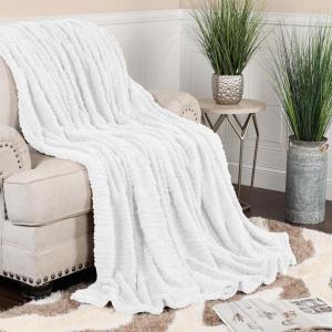 Superior Fleece Boho Jacquard Blanket, Decorative Blankets for Bedroom, Sofa, Fuzzy, Plush, Fluffy, Soft, Cute Room Decor, Beautiful Cover, Comfort Essentials, Arctic Collection, King, Navy Blue(White)
