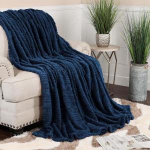 Superior Fleece Boho Jacquard Blanket, Decorative Blankets for Bedroom, Sofa, Fuzzy, Plush, Fluffy, Soft, Cute Room Decor, Beautiful Cover, Comfort Essentials, Arctic Collection, King, Navy Blue(Navy Blue)