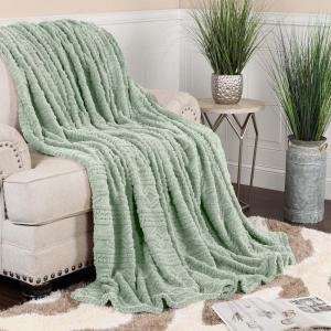 Superior Fleece Boho Jacquard Blanket, Decorative Blankets for Bedroom, Sofa, Fuzzy, Plush, Fluffy, Soft, Cute Room Decor, Beautiful Cover, Comfort Essentials, Arctic Collection, King, Navy Blue(Sea Foam)