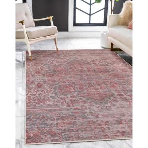 Superior Medallion Washable Rug, Non-Skid Backing, Pet & Kid Friendly, Easy Care, Non-Slip Rugs for Entry, Living Room, Kitchen, Bedroom, Low Pile Area Rug, Manakin Collection, 6′ x 9′, Teal