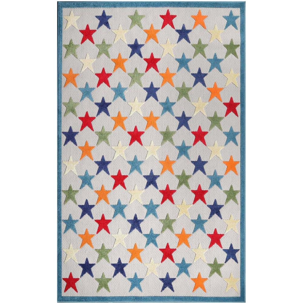 imageSuperior Indoor Outdoor Area Rug Perfect for Patio Bedroom Kitchen Laundry Room Entryway Playroom Nursery Carpet Cover Modern Contemporary Stars Juniper Collection 4x6 Cream