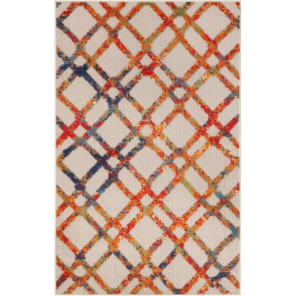 imageSuperior Indoor Outdoor Area Rug Perfect for Patio Poolside Backyard Porch Easy Clean Washable Ideal for High Traffic Areas Non Skid Modern Casual Geometric 3x5 Cream