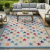 Superior Indoor Outdoor Area Rug, Perfect for Patio, Bedroom, Kitchen, Laundry Room, Entryway, Playroom, Nursery, Carpet Cover, Modern Contemporary Stars, Juniper Collection, 4’x6′, Cream