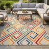 Superior Indoor Outdoor Area Rug Perfect for Patio, Living Room Porch Garden Easy Cleaning High Traffic Non Shedding Modern Geometric Ares Collection, 5’2″x7’2″, Cream