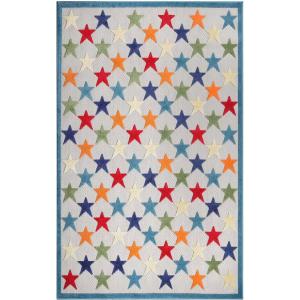 Superior Indoor Outdoor Area Rug, Perfect for Patio, Bedroom, Kitchen, Laundry Room, Entryway, Playroom, Nursery, Carpet Cover, Modern Contemporary Stars, Juniper Collection, 4’x6′, Cream