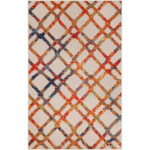 Superior Indoor Outdoor Runner Rug, Perfect for Patio, Poolside, Backyard, Porch, Easy Clean Washable, Ideal for High Traffic Areas, Non Skid, Modern Casual Geometric, 2’3″x8′, Cream