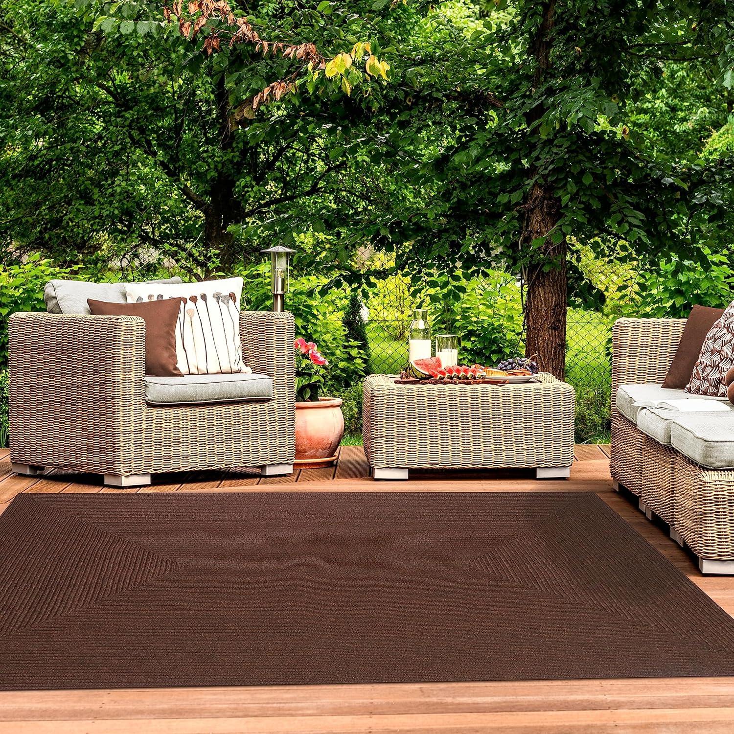 imageSuperior IndoorOutdoor Area Rug Reversible Braided Floor Decor for Living Room Kitchen Patio Front Porch Modern Boho Farmhouse Rugs Hardwood Bedroom Accessories 6 Round BrickCocoa