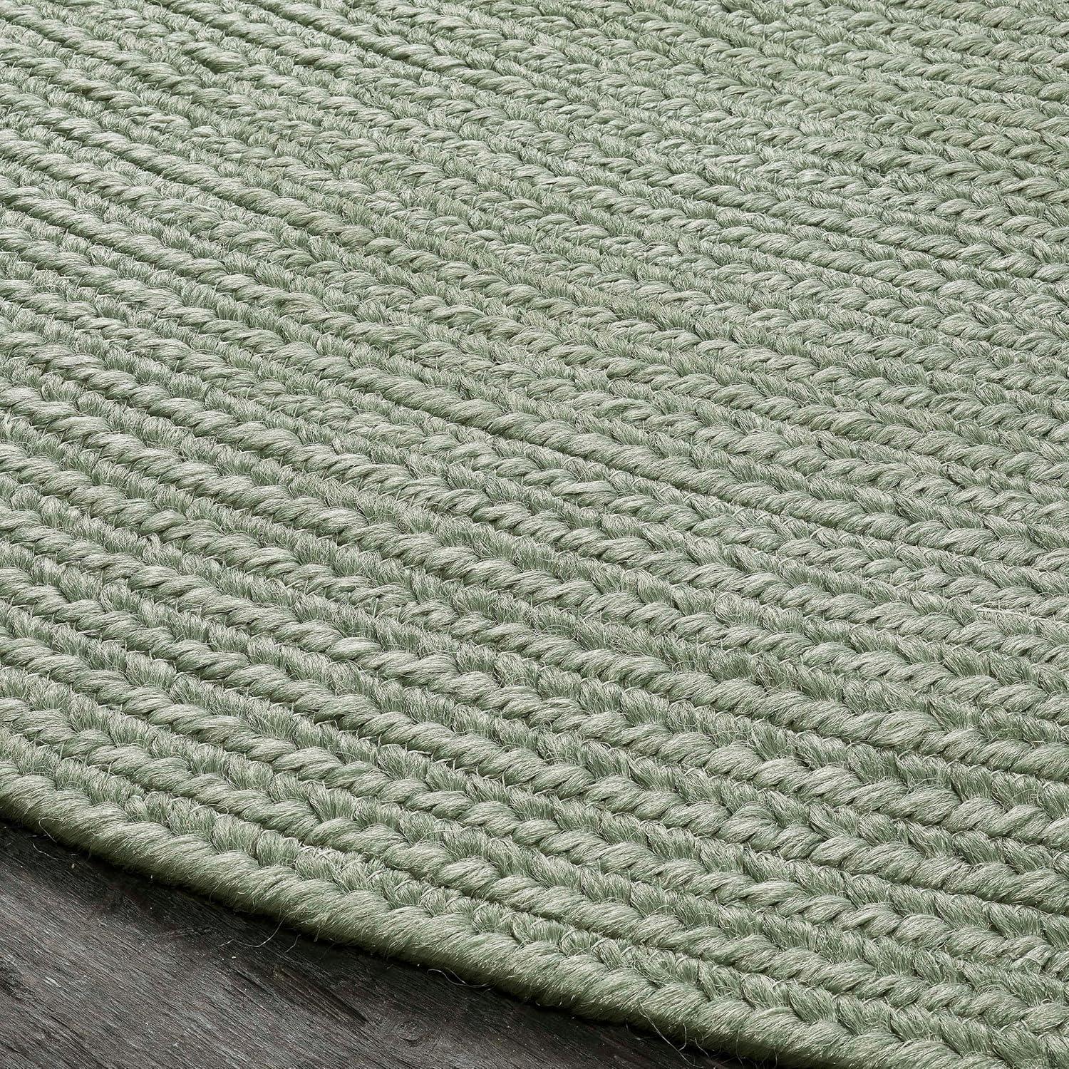 imageSuperior IndoorOutdoor Area Rug Reversible Braided Floor Decor for Living Room Kitchen Patio Front Porch Modern Boho Farmhouse Rugs Hardwood Bedroom Accessories 6 Round BrickFog Green