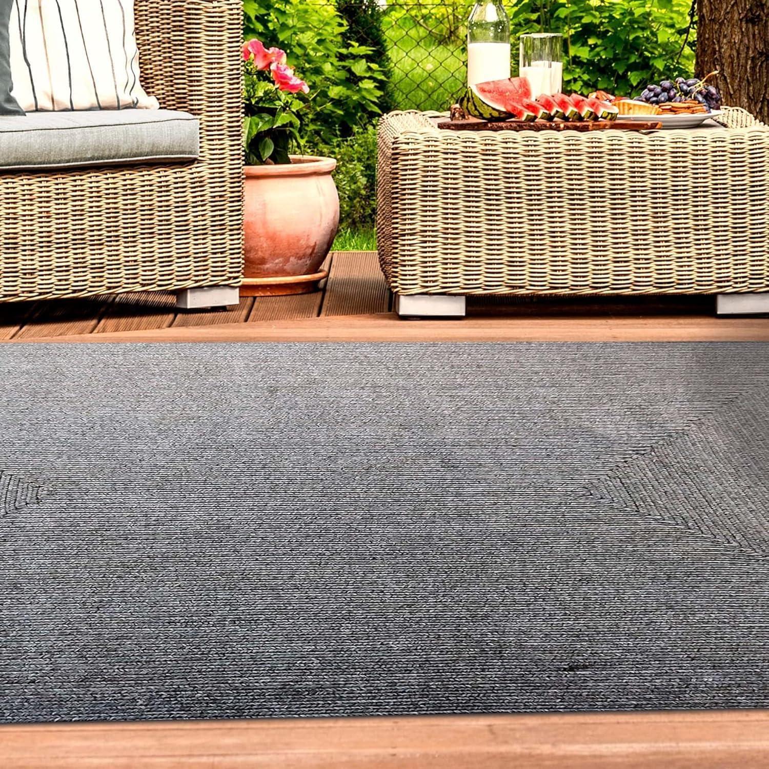 imageSuperior IndoorOutdoor Area Rug Reversible Braided Floor Decor for Living Room Kitchen Patio Front Porch Modern Boho Farmhouse Rugs Hardwood Bedroom Accessories 6 Round BrickSlate  Z