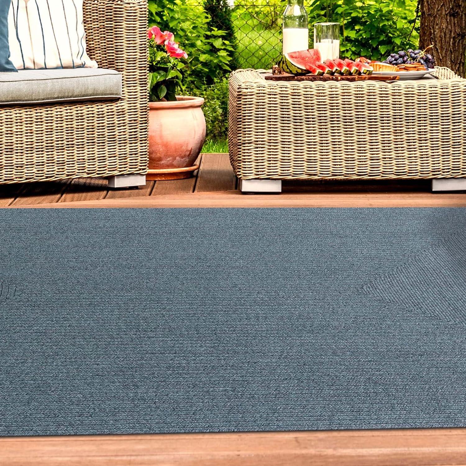 imageSuperior IndoorOutdoor Area Rug Reversible Braided Floor Decor for Living Room Kitchen Patio Front Porch Modern Boho Farmhouse Rugs Hardwood Bedroom Accessories 6 Round BrickLagoon Breeze