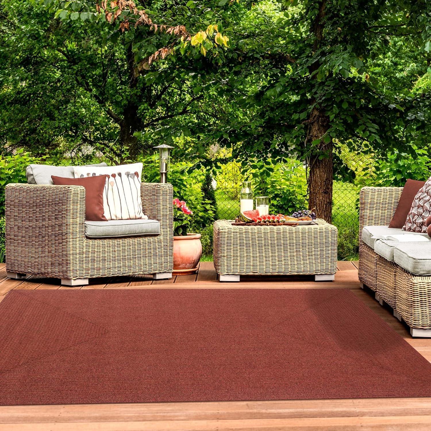 imageSuperior IndoorOutdoor Area Rug Reversible Braided Floor Decor for Living Room Kitchen Patio Front Porch Modern Boho Farmhouse Rugs Hardwood Bedroom Accessories 6 Round BrickBrick