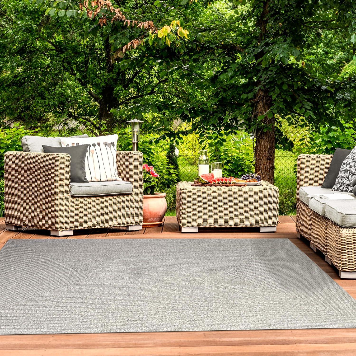 imageSuperior IndoorOutdoor Area Rug Reversible Braided Floor Decor for Living Room Kitchen Patio Front Porch Modern Boho Farmhouse Rugs Hardwood Bedroom Accessories 6 Round BrickCanvas