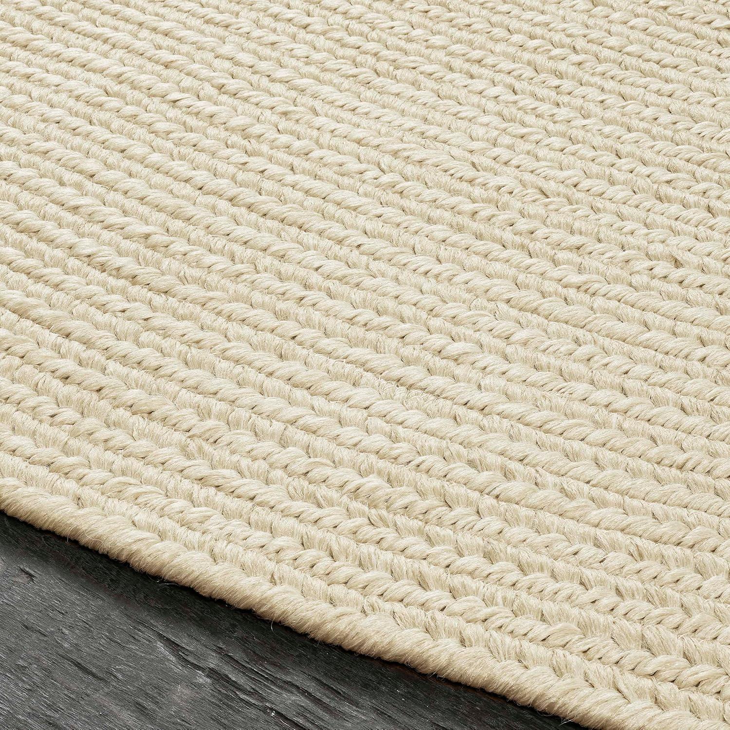 imageSuperior IndoorOutdoor Area Rug Reversible Braided Floor Decor for Living Room Kitchen Patio Front Porch Modern Boho Farmhouse Rugs Hardwood Bedroom Accessories 6 Round BrickCream