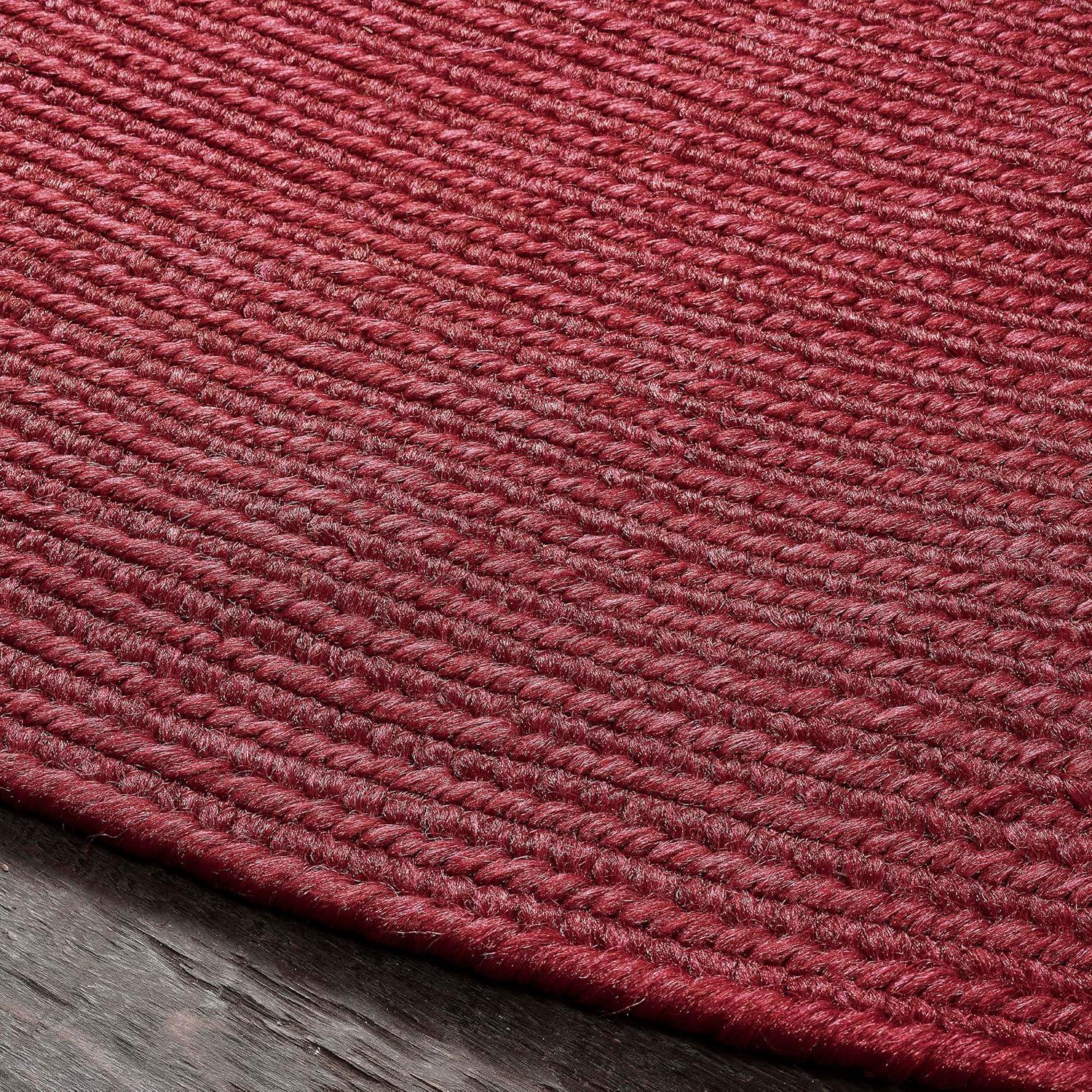imageSuperior IndoorOutdoor Area Rug Reversible Braided Floor Decor for Living Room Kitchen Patio Front Porch Modern Boho Farmhouse Rugs Hardwood Bedroom Accessories 6 Round BrickBurgundy
