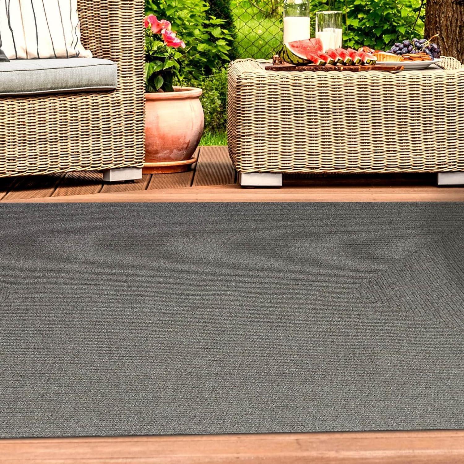 imageSuperior IndoorOutdoor Area Rug Reversible Braided Floor Decor for Living Room Kitchen Patio Front Porch Modern Boho Farmhouse Rugs Hardwood Bedroom Accessories 6 Round BrickCanvas  Z
