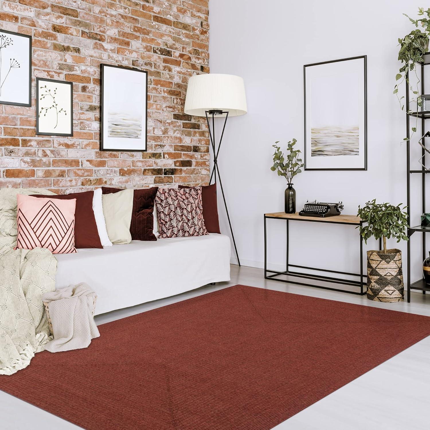 imageSuperior IndoorOutdoor Area Rug Reversible Braided Floor Decor for Living Room Kitchen Patio Front Porch Modern Boho Farmhouse Rugs Hardwood Bedroom Accessories 6 Round BrickBrick
