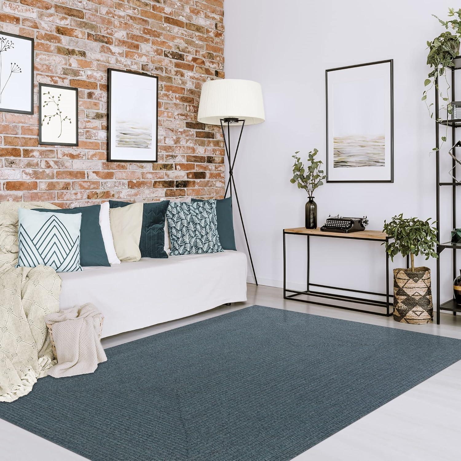 imageSuperior IndoorOutdoor Area Rug Reversible Braided Floor Decor for Living Room Kitchen Patio Front Porch Modern Boho Farmhouse Rugs Hardwood Bedroom Accessories 6 Round BrickLagoon Breeze