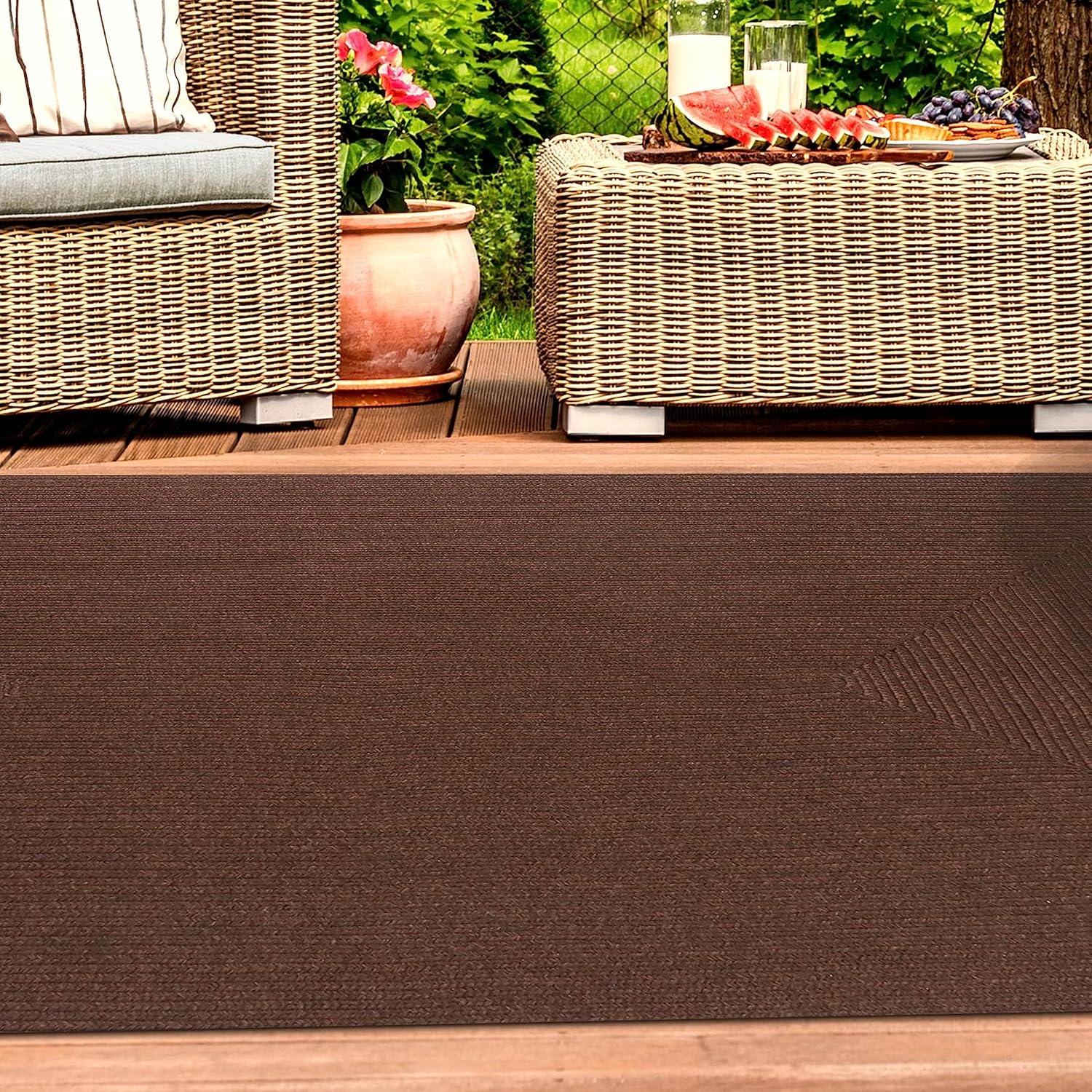imageSuperior IndoorOutdoor Area Rug Reversible Braided Floor Decor for Living Room Kitchen Patio Front Porch Modern Boho Farmhouse Rugs Hardwood Bedroom Accessories 6 Round BrickCocoa