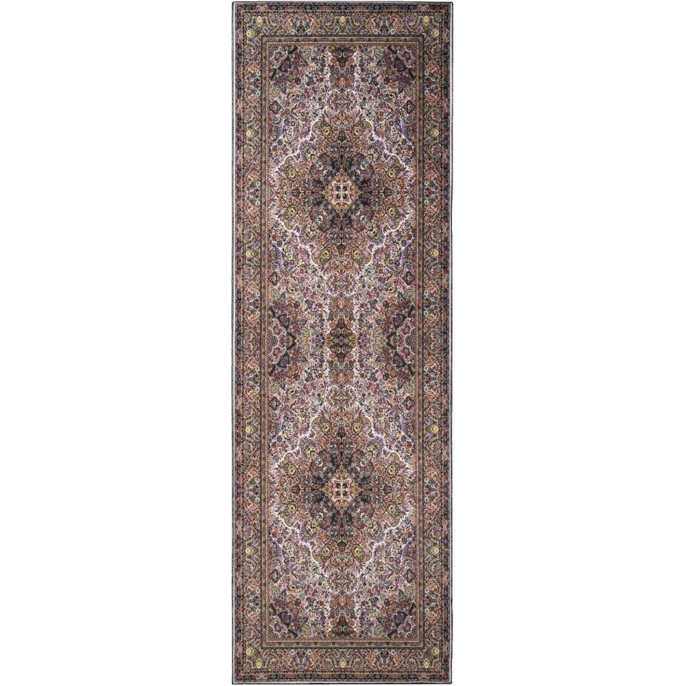 imageSuperior Medallion Washable Rug Cotton Backing Carpet for Dining Table Mud Room Easy Care NonSlip Rug for Entry Kitchen Low Pile Area Rug Flamingo Collection 2 7 x 12 Cream
