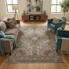 Superior Medallion Washable Rug, Cotton Backing, Carpet for Dining Table Mud Room, Easy Care, Non-Slip Rug for Entry, Kitchen, Low Pile Area Rug, Flamingo Collection, 7′ x 10′, Cream