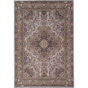 Superior Medallion Washable Rug, Cotton Backing, Carpet for Dining Table Mud Room, Easy Care, Non-Slip Rug for Entry, Kitchen, Low Pile Area Rug, Flamingo Collection, 7′ x 10′, Cream