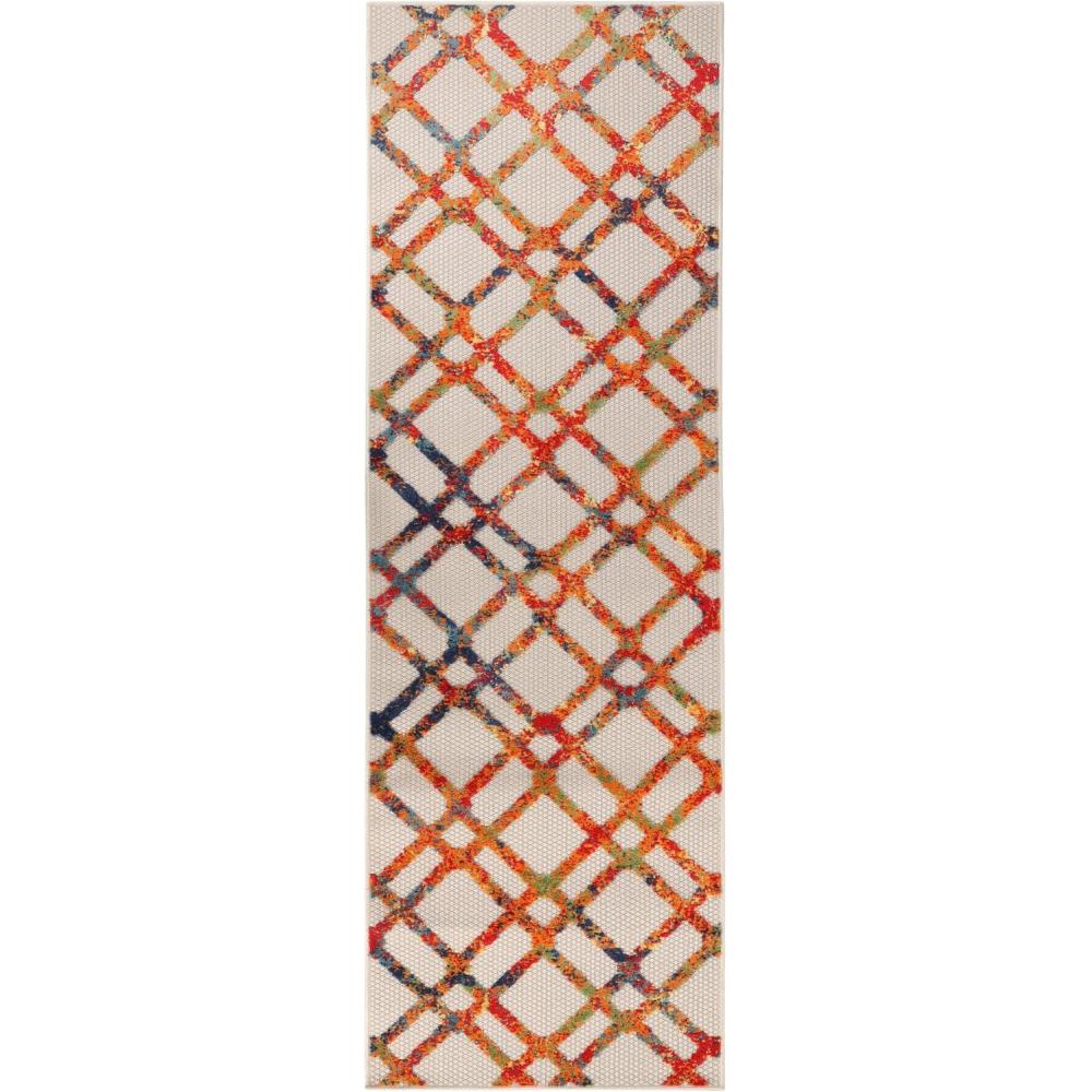 imageSuperior Indoor Outdoor Runner Rug Perfect for Patio Poolside Backyard Porch Easy Clean Washable Ideal for High Traffic Areas Non Skid Modern Casual Geometric 23x10 Cream