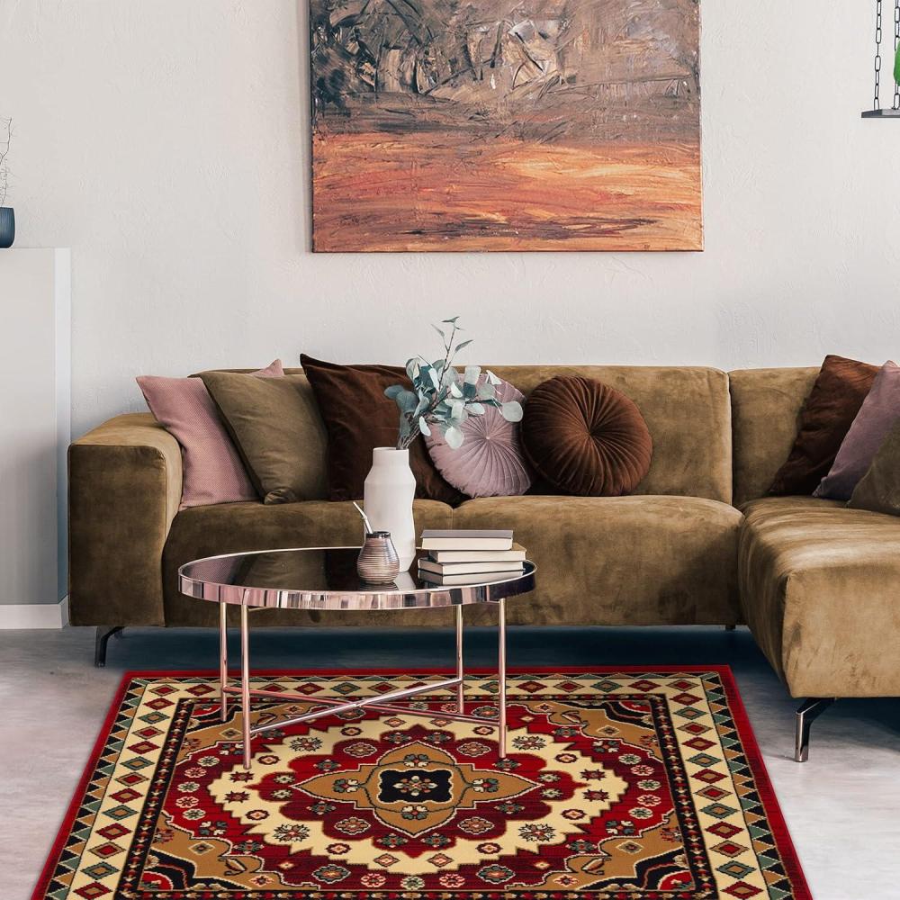 imageSuperior Aztec Collection 5 x 8 Area Rug Attractive Rug with Jute Backing Durable and Beautiful Woven Structure Bright and Bold Southwest Style Bordered Rug5 x 5 Square