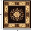 Superior Indoor Area Rug, Plush Carpet Cover, Traditional Oriental Medallion, Perfect for Hallway, Entryay, Living, Dining, Bedroom, Office, Kitchen, Medallion Collection, 5′ Round, Toffee(Midnight Blue)