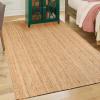 Superior Braided Jute Handwoven Indoor Area Rug, Jute Floor Decor For Living Room, Dining Room, Bedroom, Office, Dorm, Kitchen, Entry, Hand-Woven Modern Farmhouse Rugs, 4′ x 6′, Natural Tan(Natural Tan – Bd)