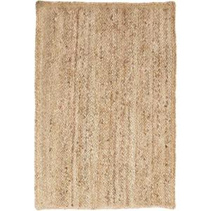 Superior Braided Jute Handwoven Indoor Area Rug, Jute Floor Decor For Living Room, Dining Room, Bedroom, Office, Dorm, Kitchen, Entry, Hand-Woven Modern Farmhouse Rugs, 4′ x 6′, Natural Tan(Green – Rd)