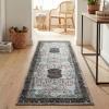 Superior Medallion Indoor Washable Runner Rug, Cotton Backing, Carpet for Dining Table Mud Room, Non-Slip Rug for Hallway, Kitchen, Low Pile Area Rug, Sparrow Collection, 2′ 7″ x 12′, Ivory
