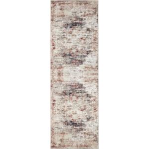 Superior Medallion Washable Rug, Cotton Backing, Carpet for Dining Table Mud Room, Easy Care, Non-Slip Rug for Entry, Kitchen, Low Pile Area Rug, Canary Collection, 2′ 7″ x 10′, Ivory