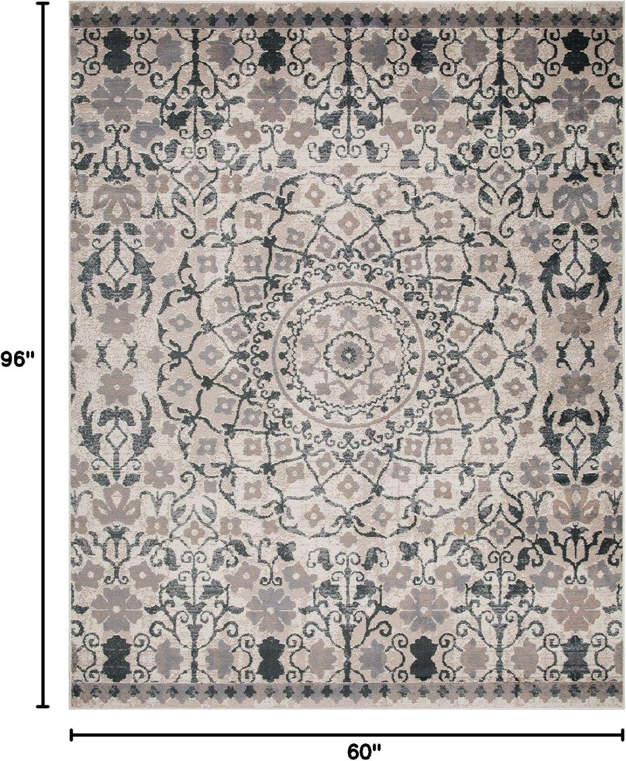 imageSuperior Indoor Area Rug Jute Backing Perfect for Entryway Dining Kitchen Bedroom Floors Modern Floor Decor Medallion Indoor Rug Galilee Collection 7 x 9 Nightful Blue