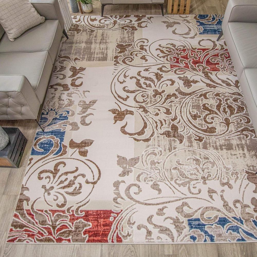 imageSuperior Fancy Medallion Area Rug Bold Geometric Mandala Pattern 3 x 5 Midnight BlueCobalt Blue