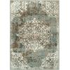 SUPERIOR Maia Modern Transitional Floral Medallion Border With Jute Backing Indoor Runner Rug, 2′ 7″ x 8′, Blue(Blue)