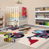 Superior Indoor Kids Rug, Washable, Non-Slip, Toddlers & Babies, Perfect for High Traffic Playroom, Kids Room or Bedroom, Trucking Collection, Perfect for Daycare Ivory Multicolor 5′ x 8′