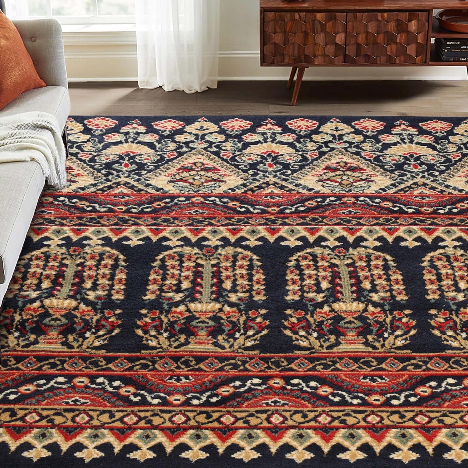 imageSuperior Contemporary Eclectic Geometric Abstract Floral PowerLoomed Indoor Area Rug 4 x 6 Black by SuperiorMulticolor