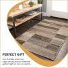 Superior Indoor Area Rug, Jute Backed, Modern Geometric Patchwork Floor Decor for Bedroom, Office, Living Room, Entryway, Hardwood Floors, Rockwood Collection, 8′ Round, Slate