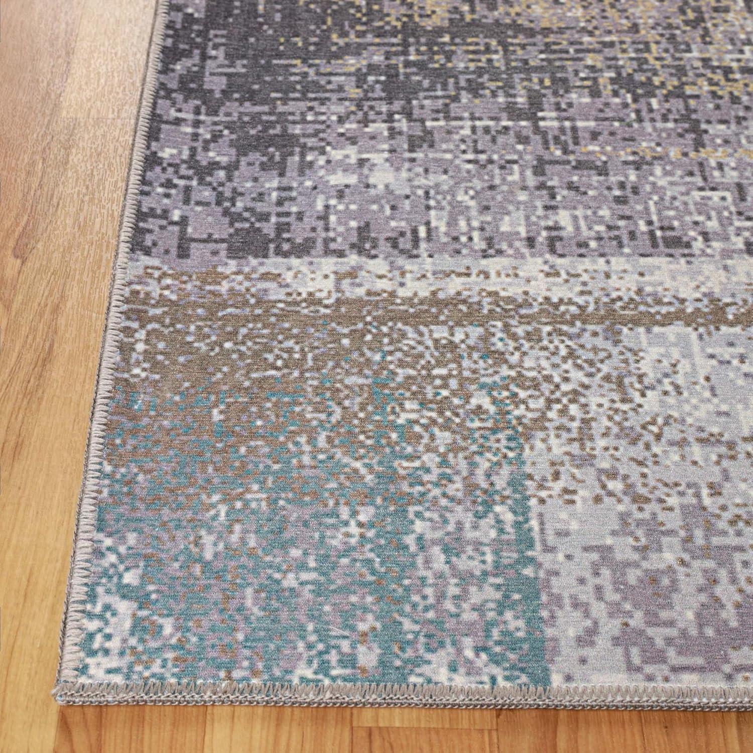 imageSuperior Patchwork Washable Rug Cotton Backing Carpet for Dining Table Mud Room Easy Care NonSlip Rug for Family Dining Low Pile Area Rug Ara Collection 4 x 6 TaupeA Taupe